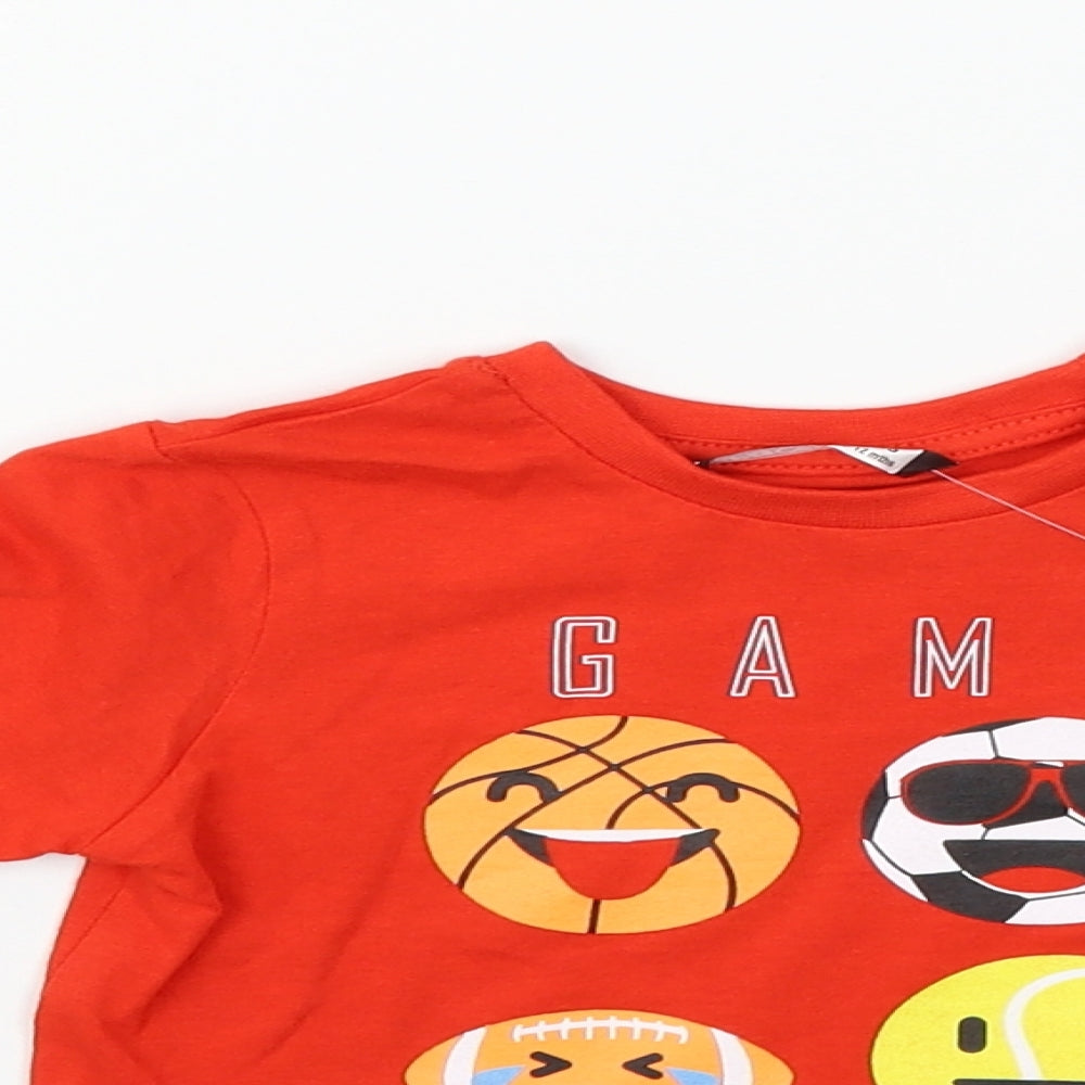 Pep&Co Boys Red   Basic T-Shirt Size 9-12 Months  - game face