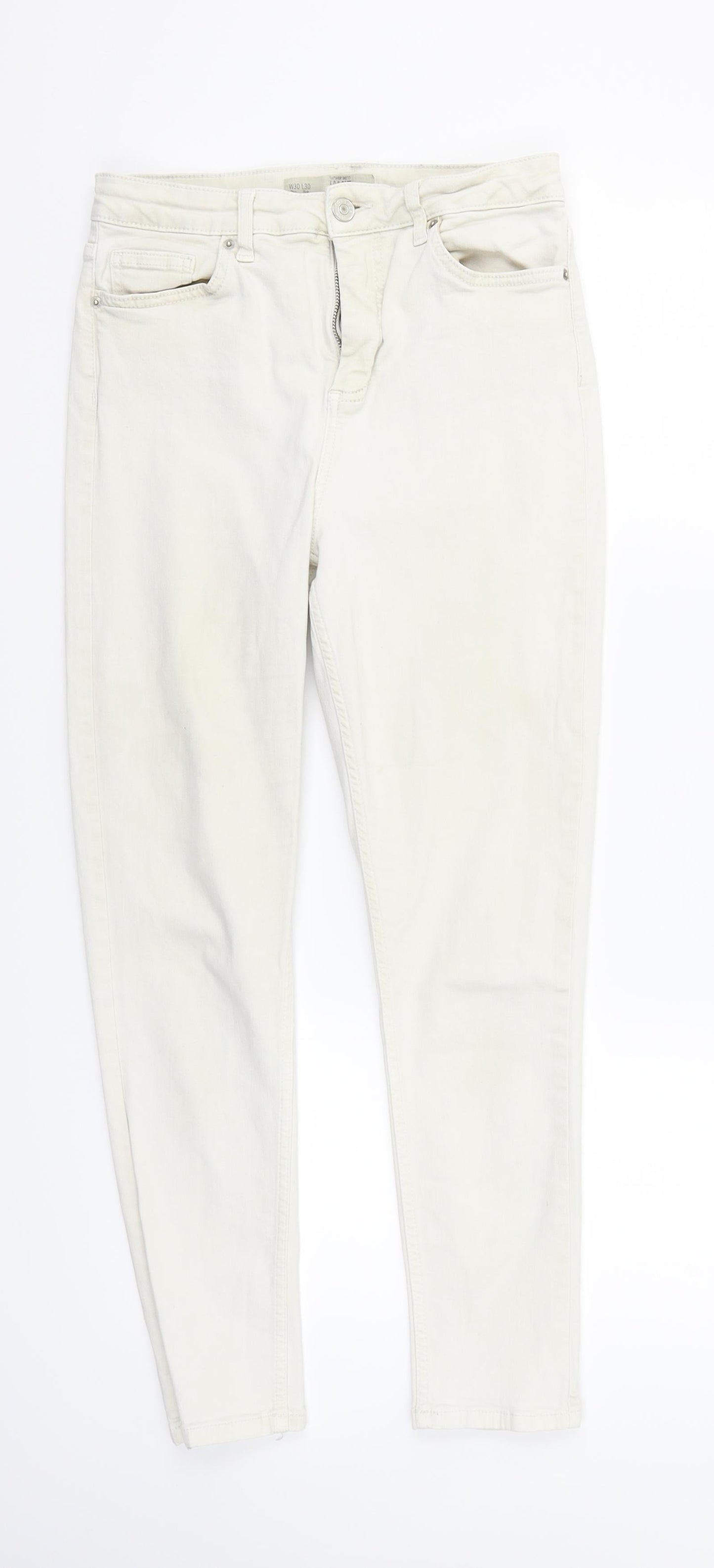 Topshop Womens Beige   Straight Jeans Size S L30 in