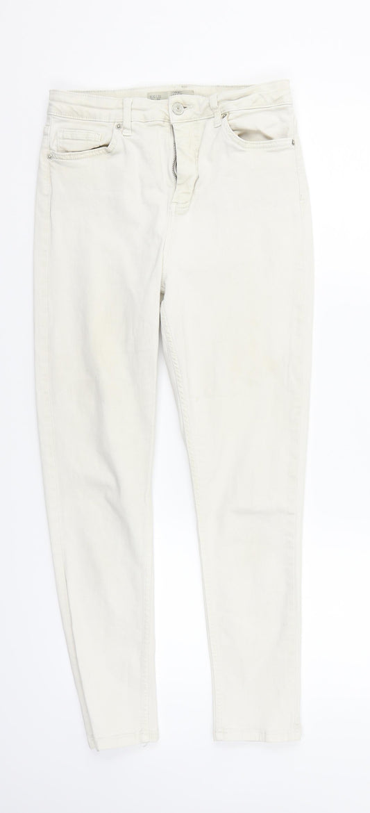 Topshop Womens Beige   Straight Jeans Size S L30 in