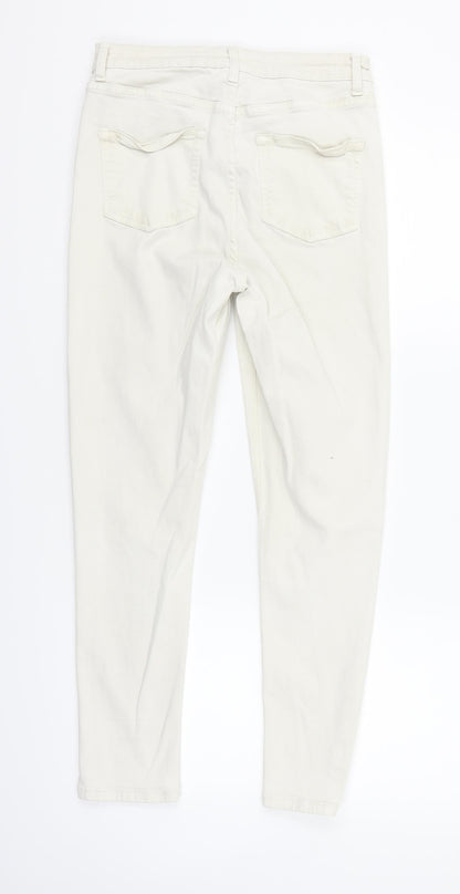 Topshop Womens Beige   Straight Jeans Size S L30 in