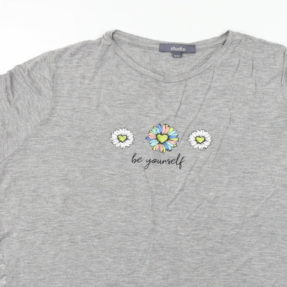 Womens UK Size 12 Studio Grey Basic T-Shirt