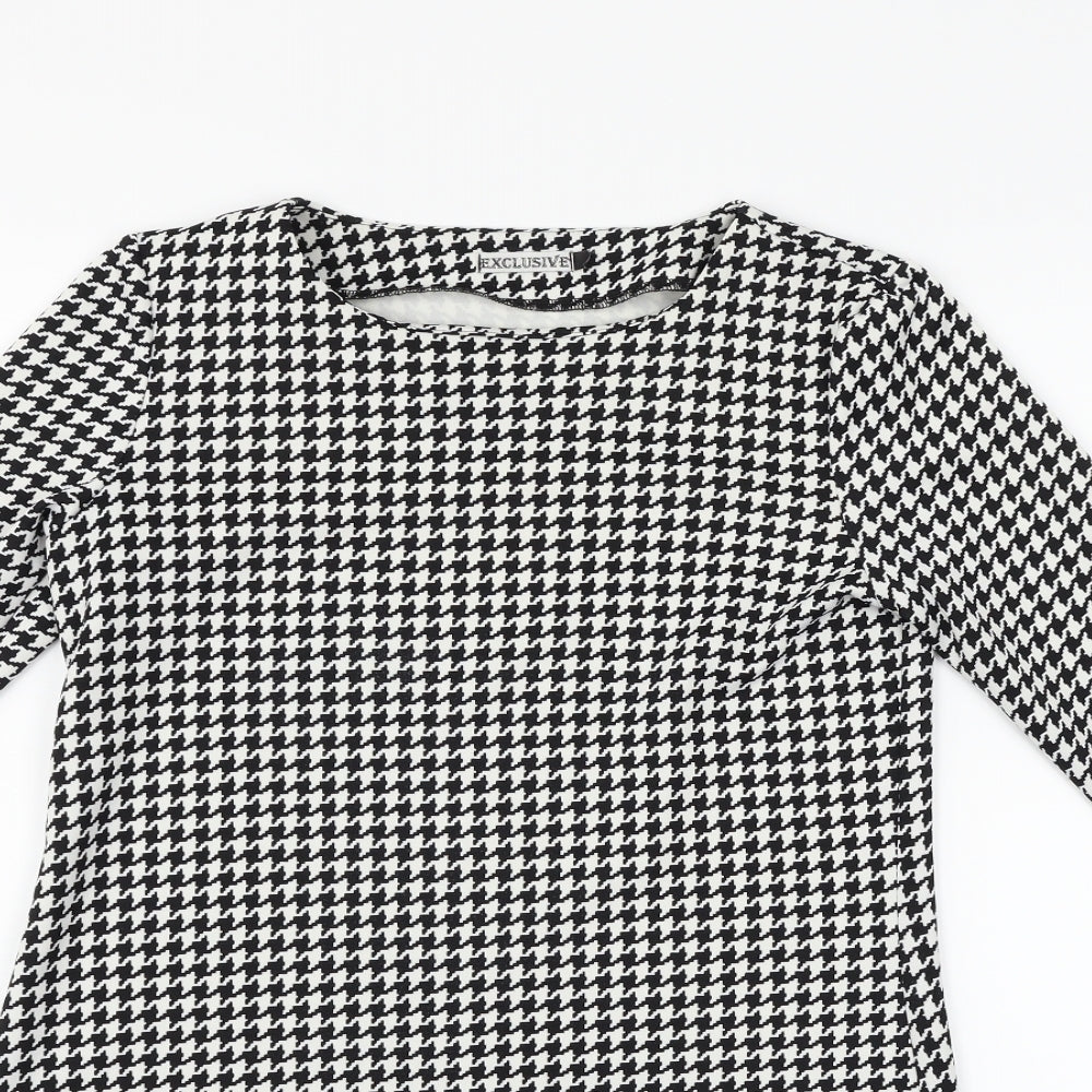 Exclusive Womens Black Geometric  Fit & Flare  Size M