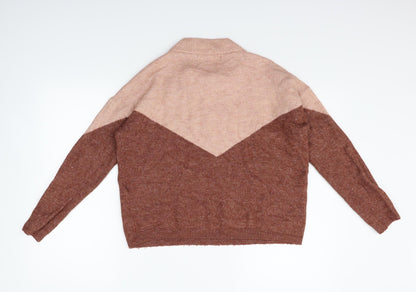 VERO MODA Womens Beige Geometric  Pullover Jumper Size S