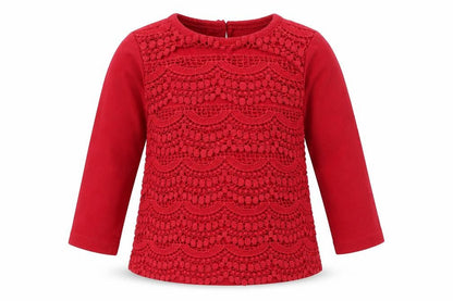 F&F Baby Red   Pullover T-Shirt Size 6-9 Months  - Back Button Up, front layered