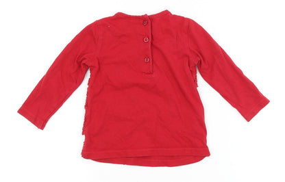 F&F Baby Red   Pullover T-Shirt Size 6-9 Months  - Back Button Up, front layered