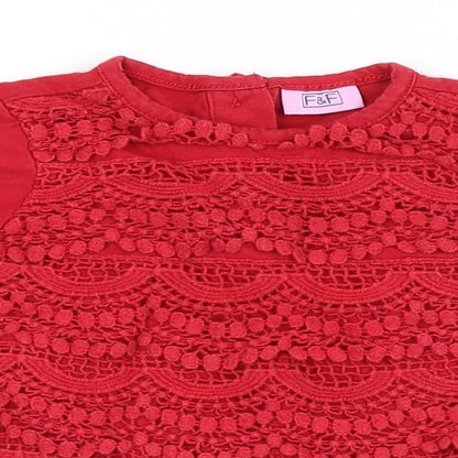 F&F Baby Red   Pullover T-Shirt Size 6-9 Months  - Back Button Up, front layered