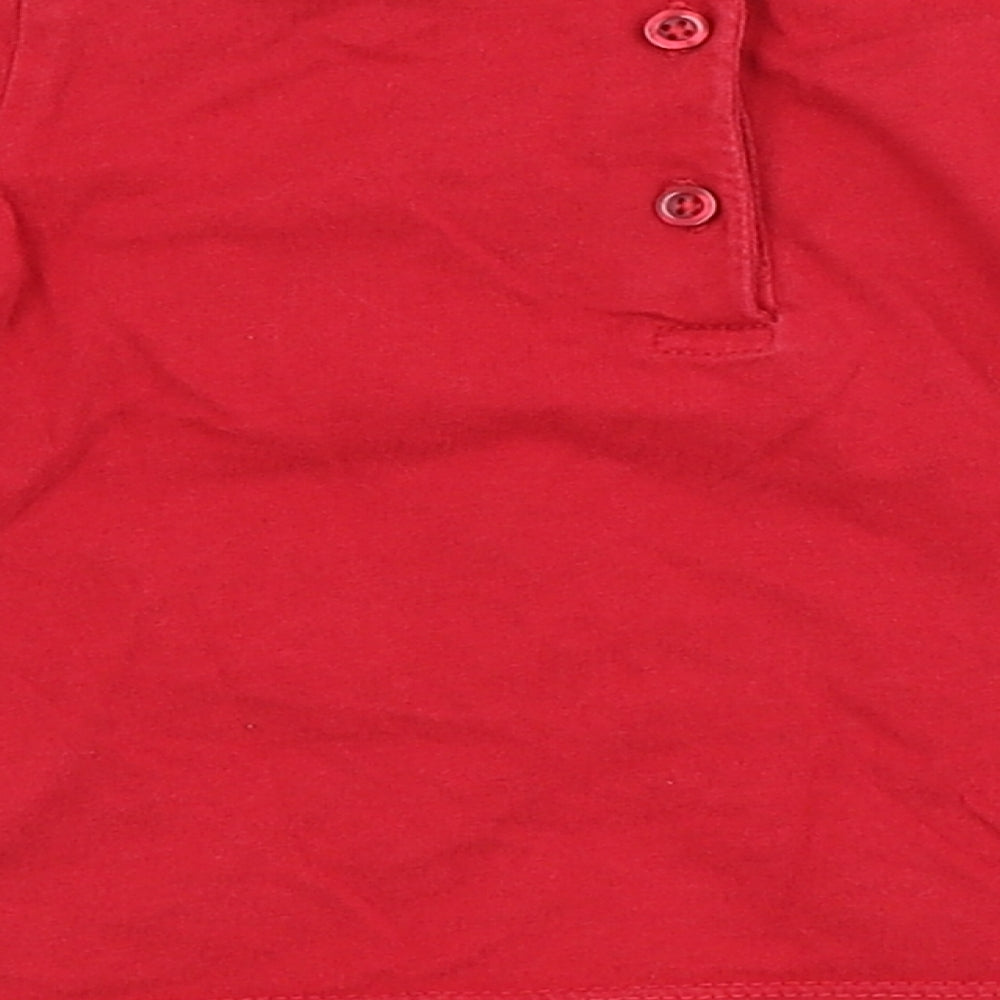 F&F Baby Red   Pullover T-Shirt Size 6-9 Months  - Back Button Up, front layered