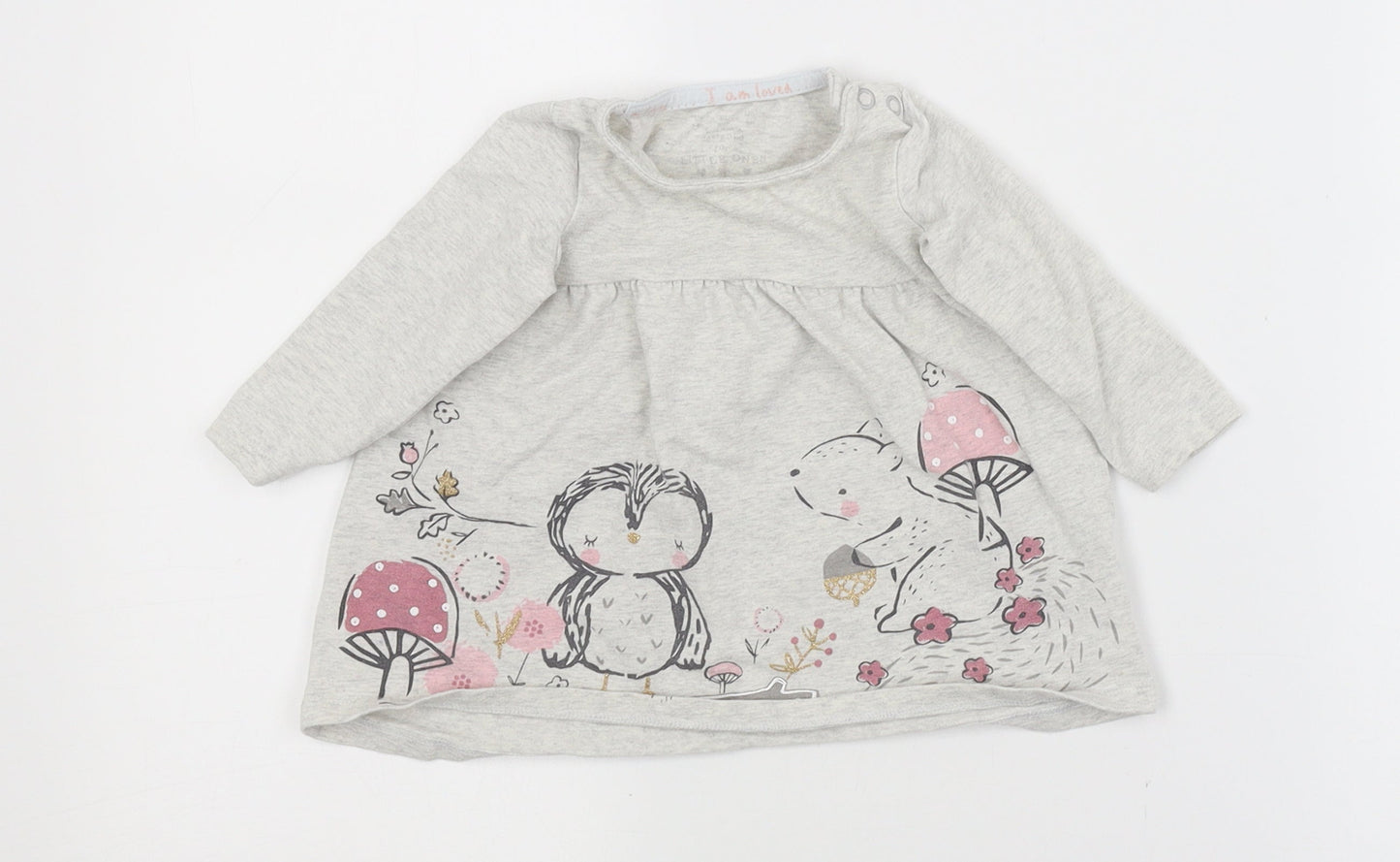 F&F Baby Grey   T-Shirt Dress  Size 3-6 Months  - animal, nature