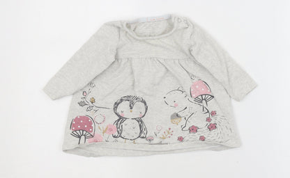 F&F Baby Grey   T-Shirt Dress  Size 3-6 Months  - animal, nature
