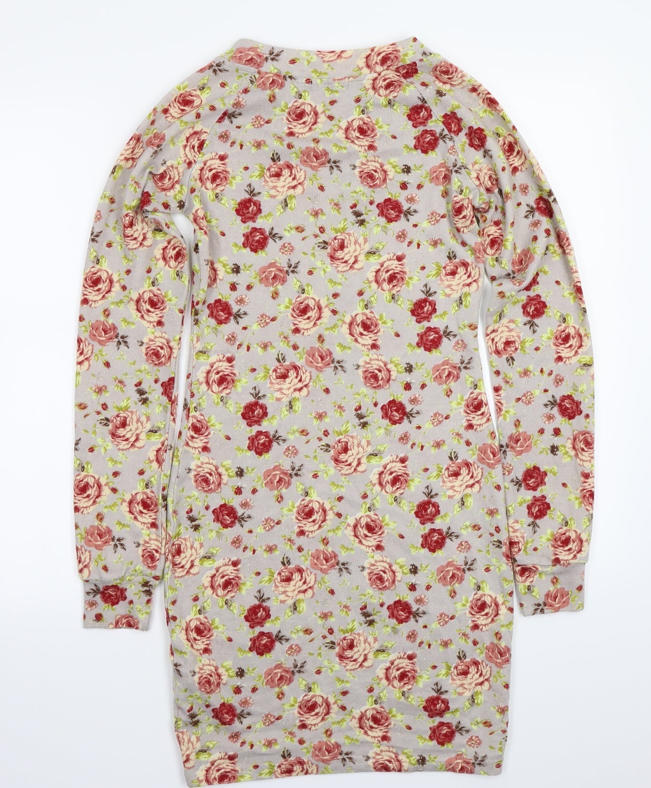 Boohoo Womens Grey Floral Rayon A-Line  Size 8