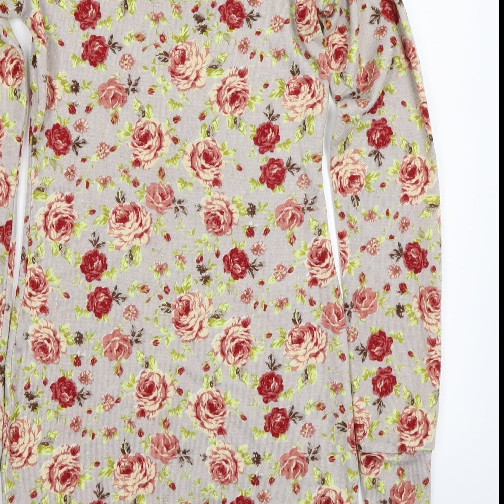 Boohoo Womens Grey Floral Rayon A-Line  Size 8