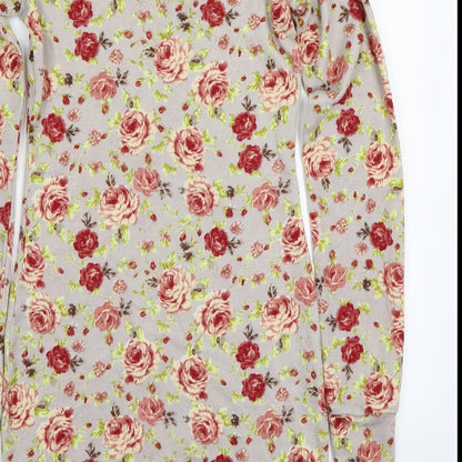Boohoo Womens Grey Floral Rayon A-Line  Size 8