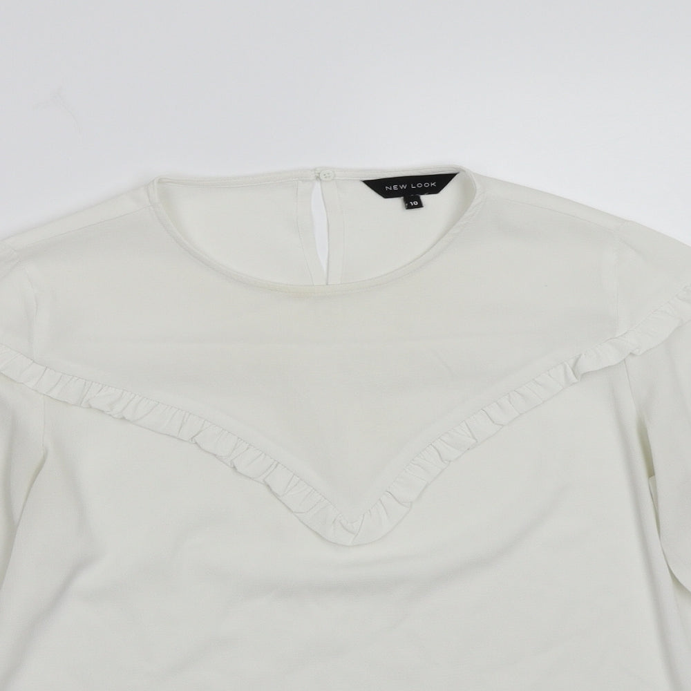 Womens UK Size 10 newlook White Basic T-Shirt