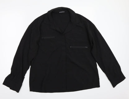 Boohoo Womens Black   Basic Button-Up Size 14