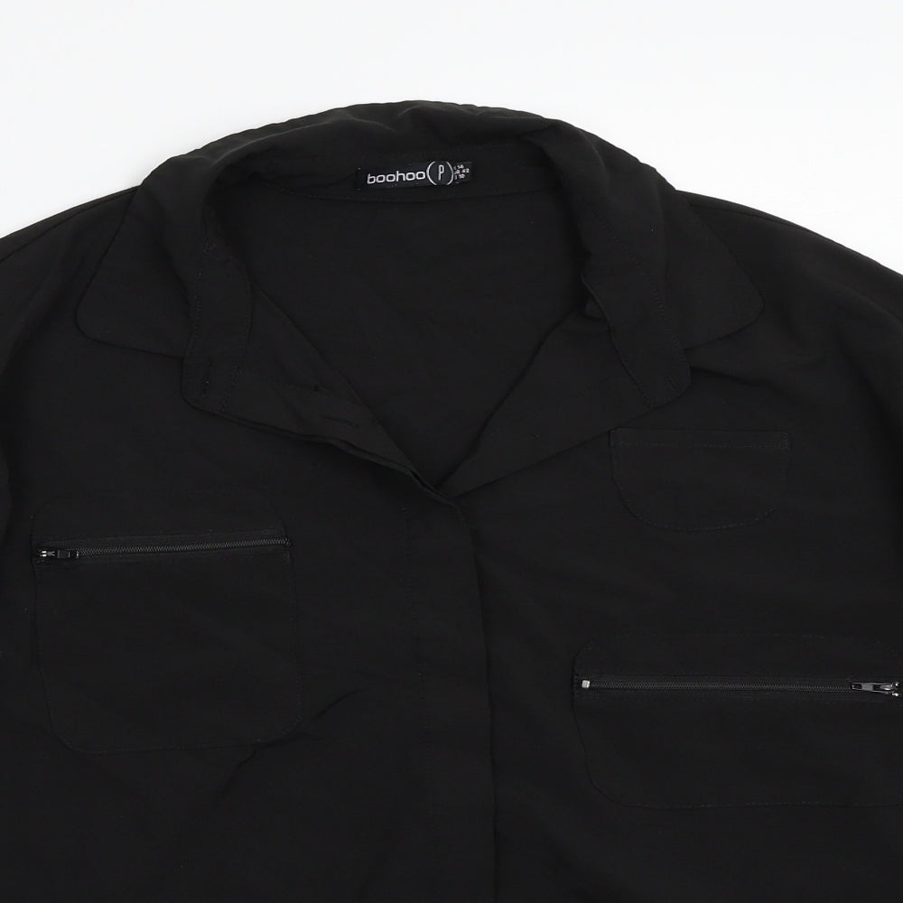 Boohoo Womens Black   Basic Button-Up Size 14