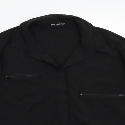 Boohoo Womens Black   Basic Button-Up Size 14
