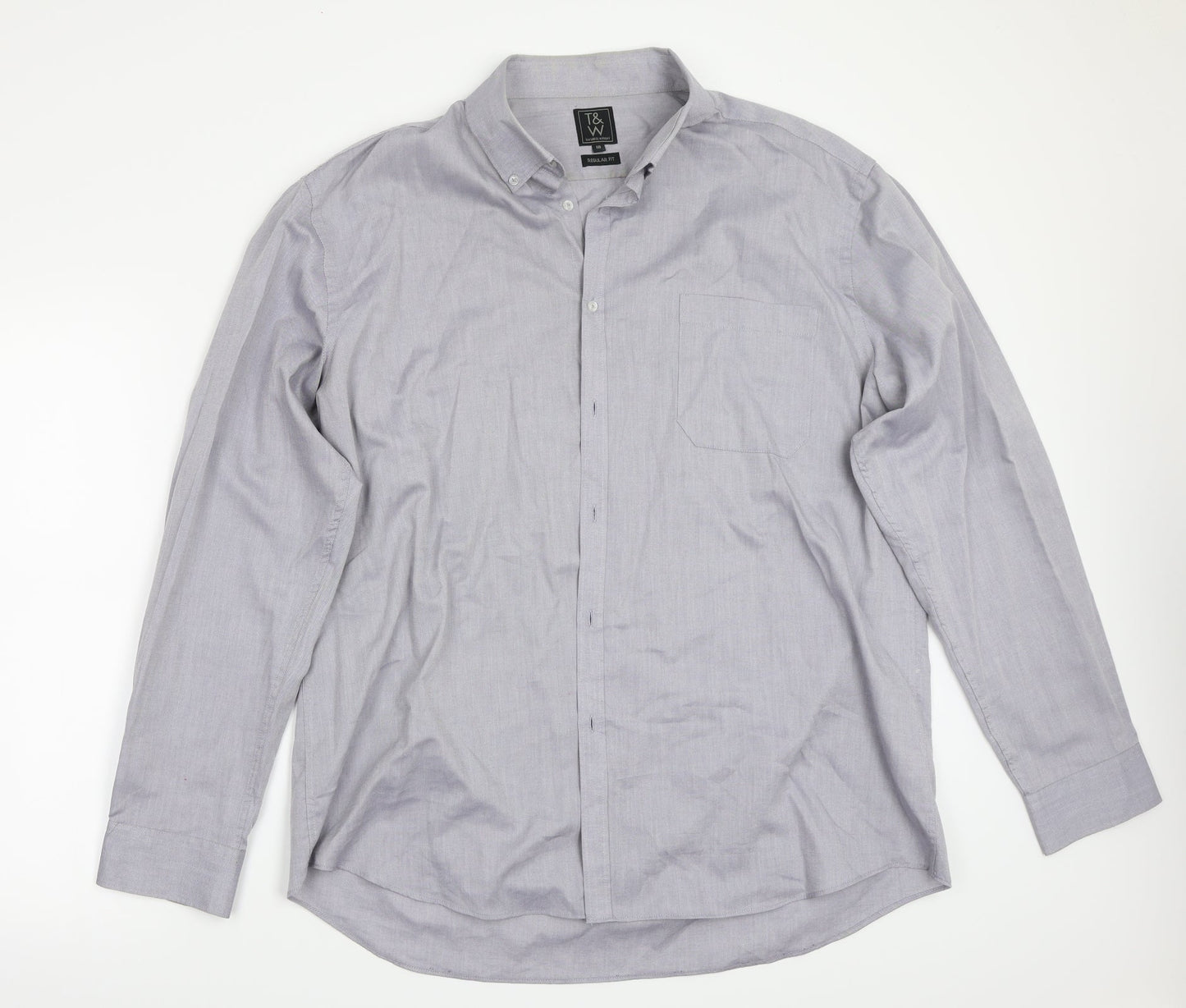 T&W Mens Grey    Button-Up Size 18