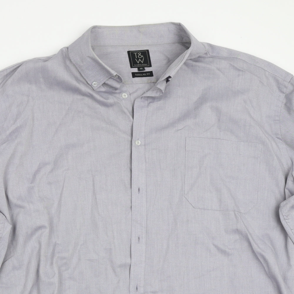 T&W Mens Grey    Button-Up Size 18