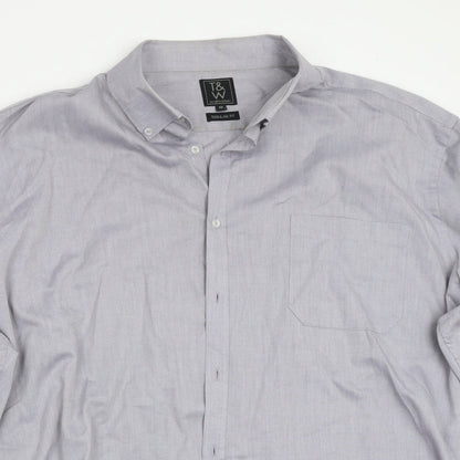T&W Mens Grey    Button-Up Size 18