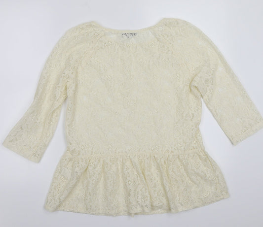 Womens UK Size 12 NEXT Beige Basic T-Shirt