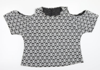 Womens UK Size 16 Preworn Black Basic T-Shirt