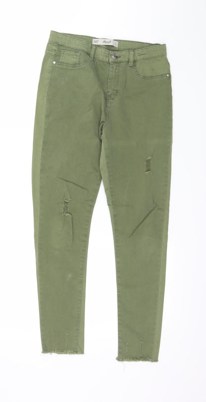 Denim & Co. Girls Green  Denim Skinny Jeans Size 12-13 Years - Distressed