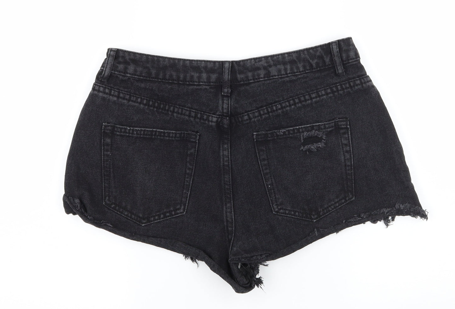 Missguided Womens Grey  Denim Hot Pants Shorts Size 10 - Distressed