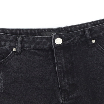 Missguided Womens Grey  Denim Hot Pants Shorts Size 10 - Distressed