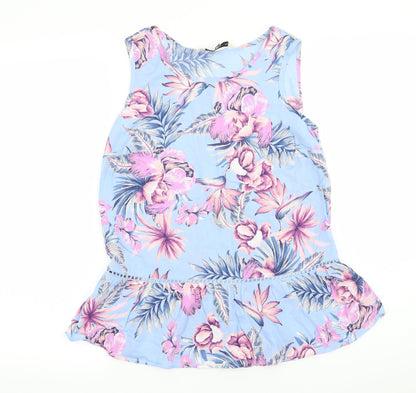 F&F Womens Blue Floral  Basic Blouse Size 6