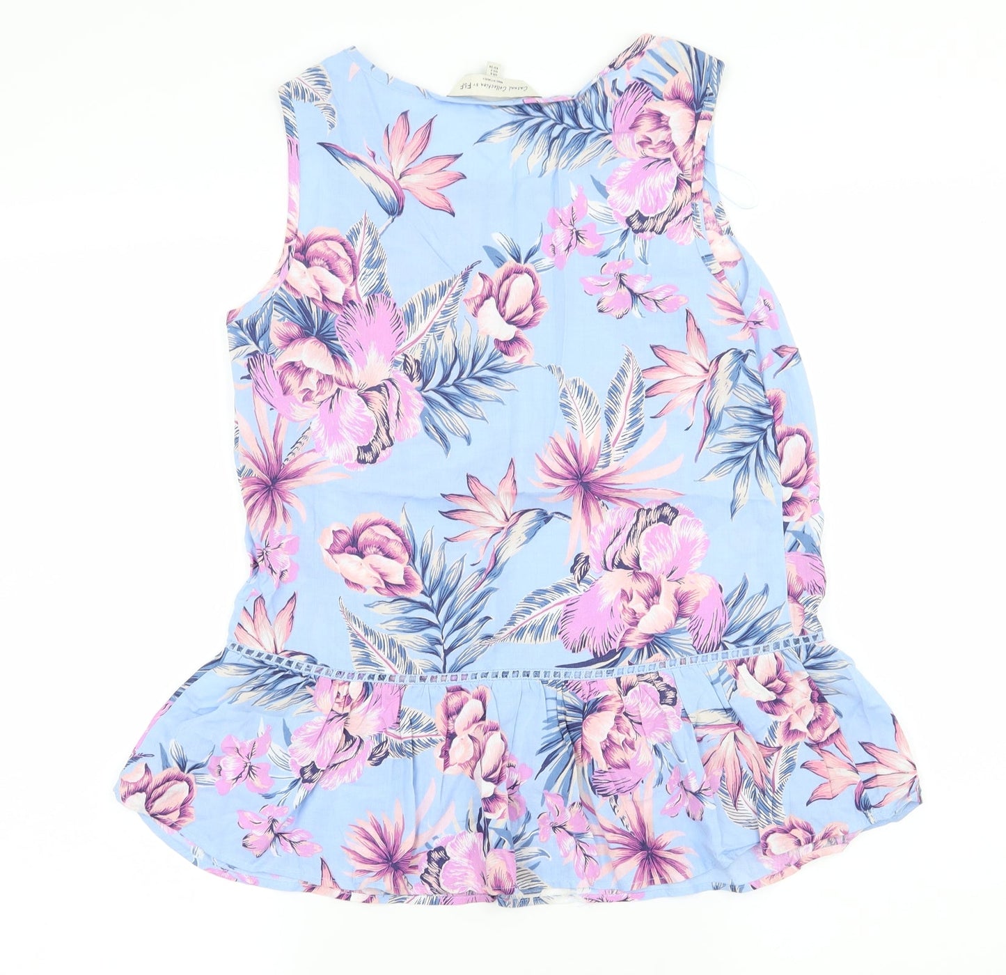 F&F Womens Blue Floral  Basic Blouse Size 6