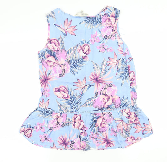 F&F Womens Blue Floral  Basic Blouse Size 6