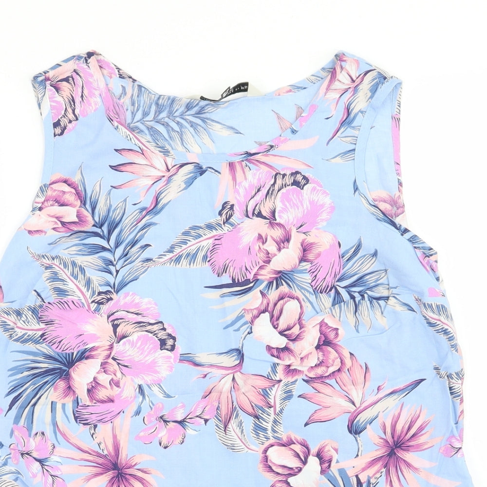 F&F Womens Blue Floral  Basic Blouse Size 6