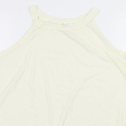 Poof! Womens Ivory  Jersey Basic Tank Size S  - Crochet Trim