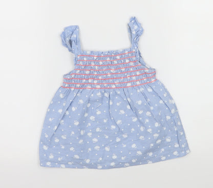 Picapino Girls Blue Floral  Basic Tank Size 3 Years