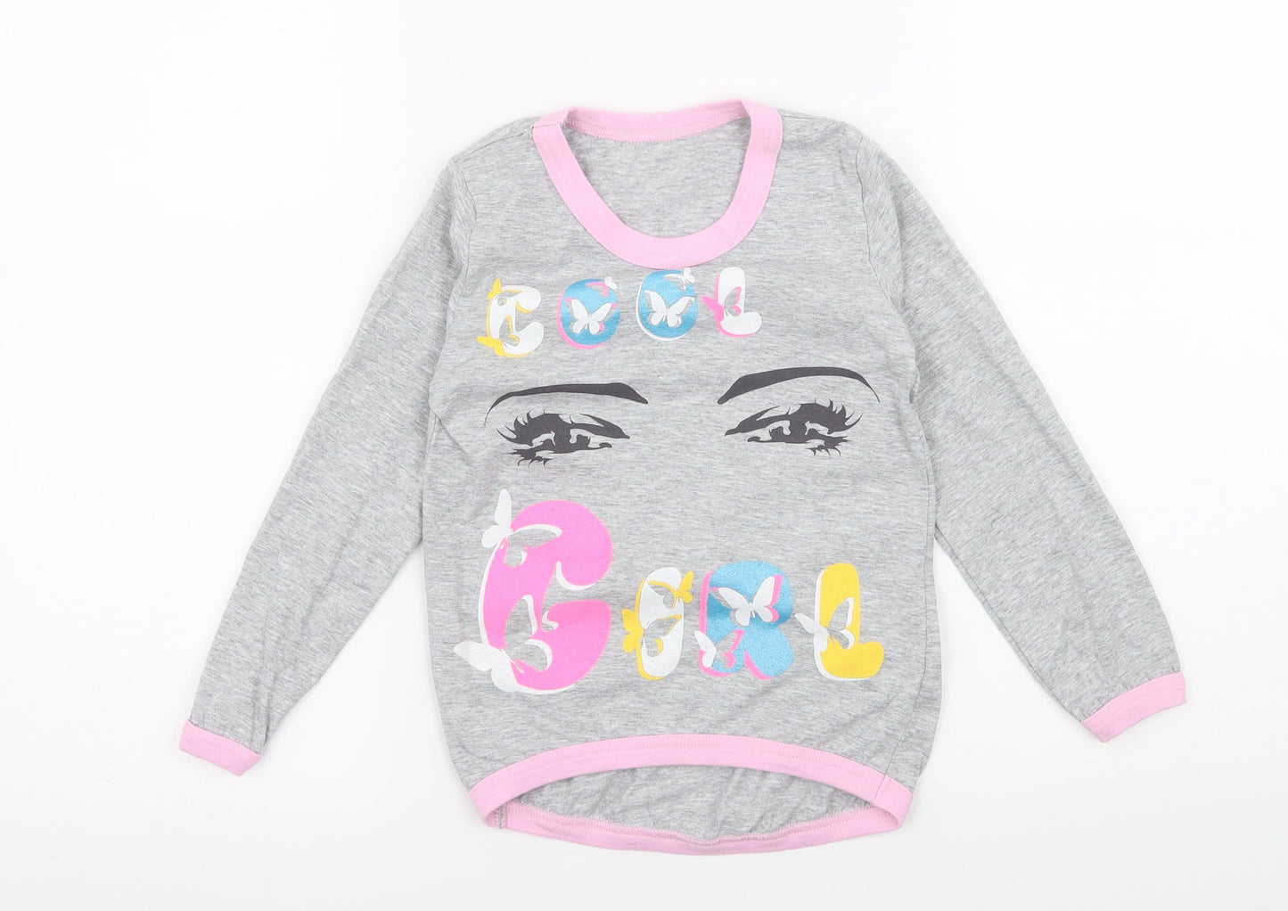 Rabbi Girls Grey Geometric Jersey Top Pyjama Top Size 6 Years  - Cool Girl