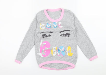Rabbi Girls Grey Geometric Jersey Top Pyjama Top Size 6 Years  - Cool Girl