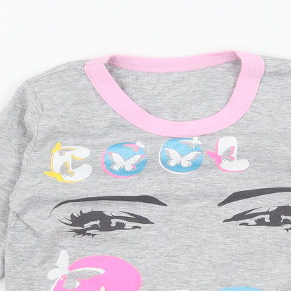 Rabbi Girls Grey Geometric Jersey Top Pyjama Top Size 6 Years  - Cool Girl