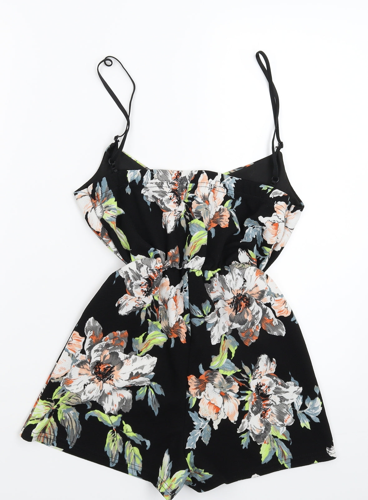 Boohoo Womens Black Floral  Jumpsuit One-Piece Size 4