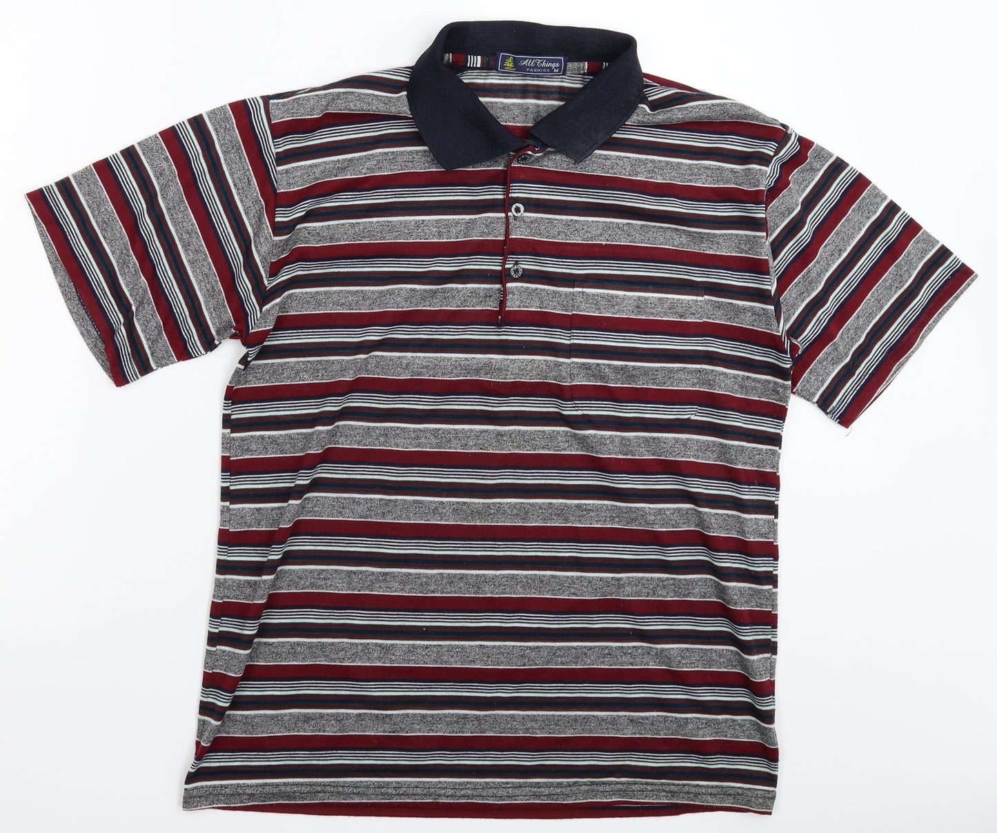 All Things Fashion Mens Multicoloured Striped   Polo Size M