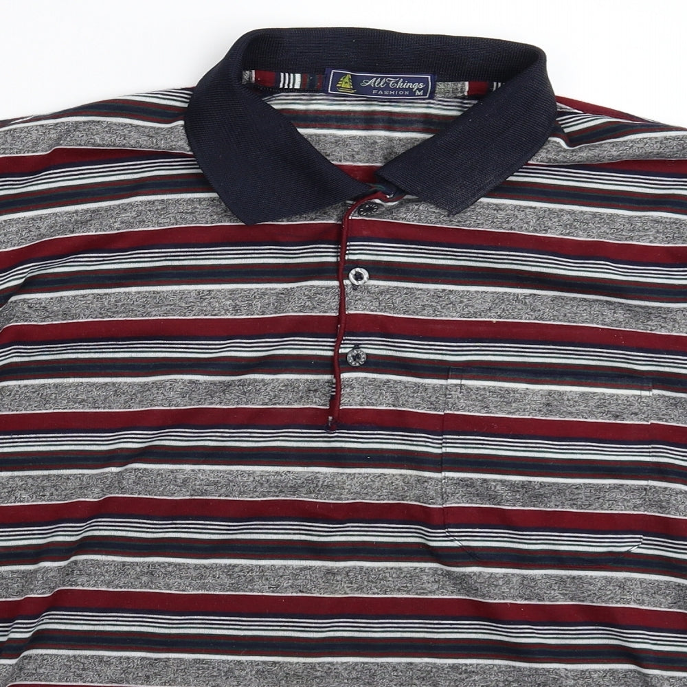 All Things Fashion Mens Multicoloured Striped   Polo Size M