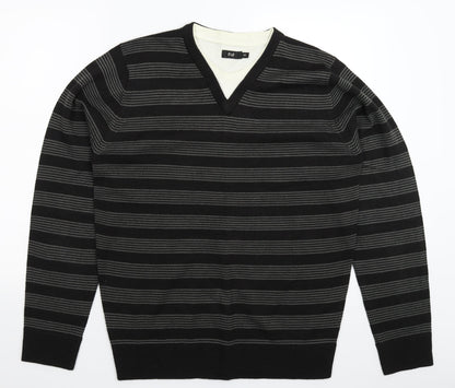 F&F Womens Grey Striped Knit Pullover Jumper Size M