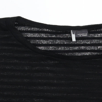 Womens UK Size L Sparkle & Fade Black Cropped T-Shirt