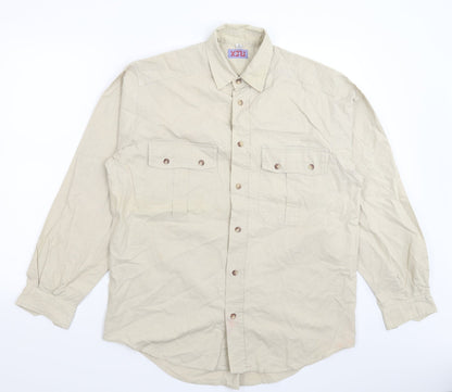 Mens UK Size S Preworn Beige  Button-Up Long Sleeve Casual Shirt