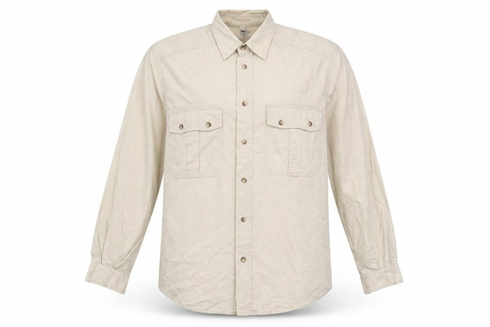 Mens UK Size S Preworn Beige  Button-Up Long Sleeve Casual Shirt