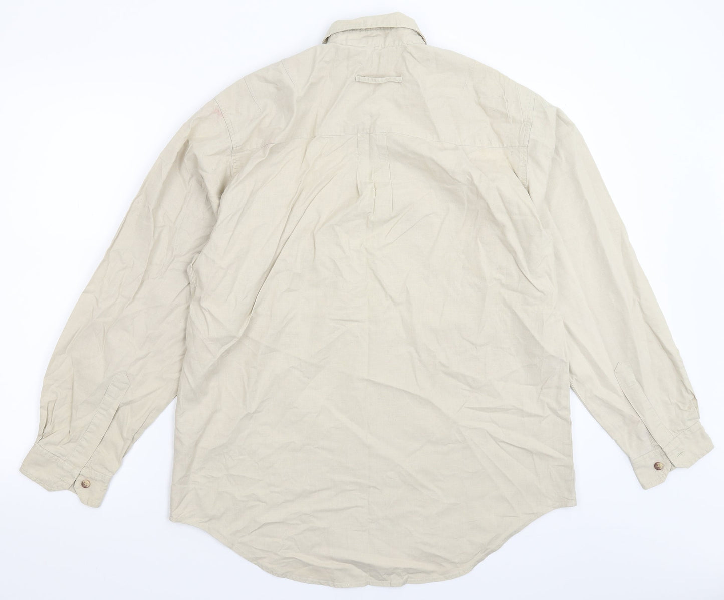 Mens UK Size S Preworn Beige  Button-Up Long Sleeve Casual Shirt
