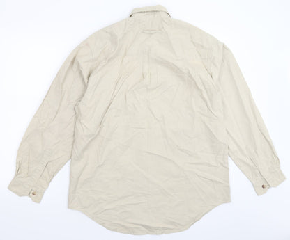 Mens UK Size S Preworn Beige  Button-Up Long Sleeve Casual Shirt