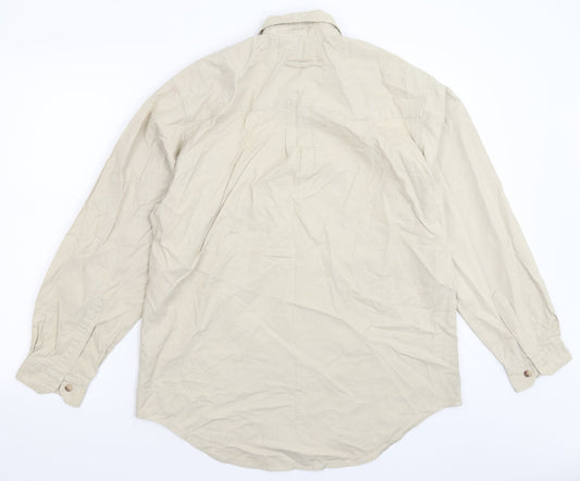 Mens UK Size S Preworn Beige  Button-Up Long Sleeve Casual Shirt