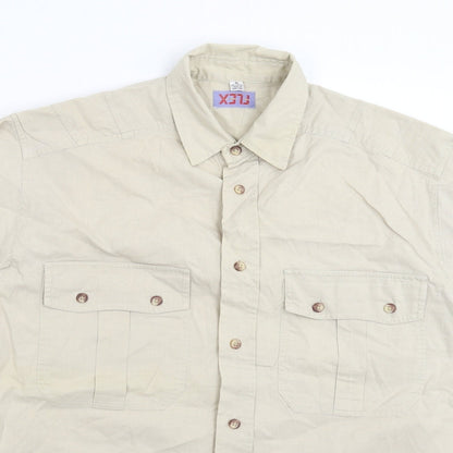 Mens UK Size S Preworn Beige  Button-Up Long Sleeve Casual Shirt