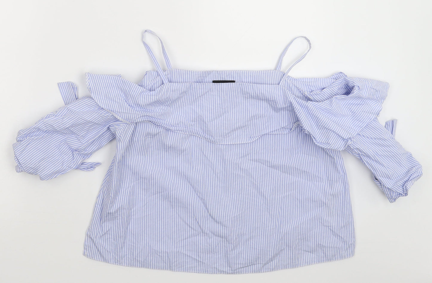 Topshop Womens Blue Striped  Basic T-Shirt Size 8