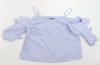 Topshop Womens Blue Striped  Basic T-Shirt Size 8